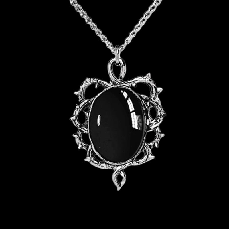 Готическое ретро камео кристалл шипы рамка кулон ожерелье чёрный