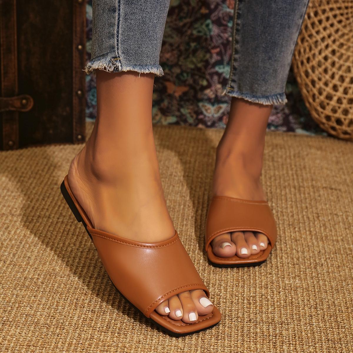 

Модная обувь Низкие тапочки Мягкие тапочки Женские шлепанцы Модные женские Пляжные Удобные Балетки Летние модные тапочки для женщин 43 светло-коричневого