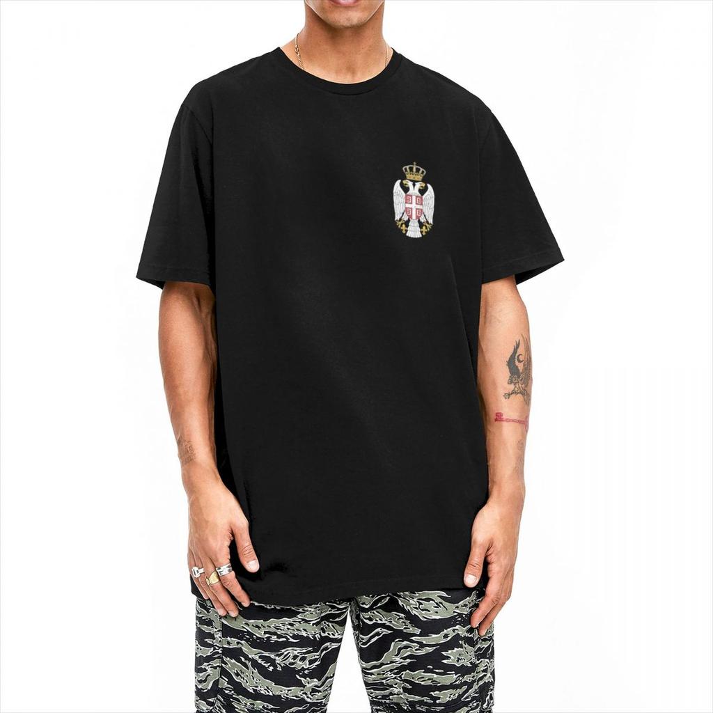 Haikyu T-Shirt Serbian Flag Symbol 100% Cotton T Shirts Fashion Tshirt for Man Summer Y2K Basic Casual Short Sleeve Tees
