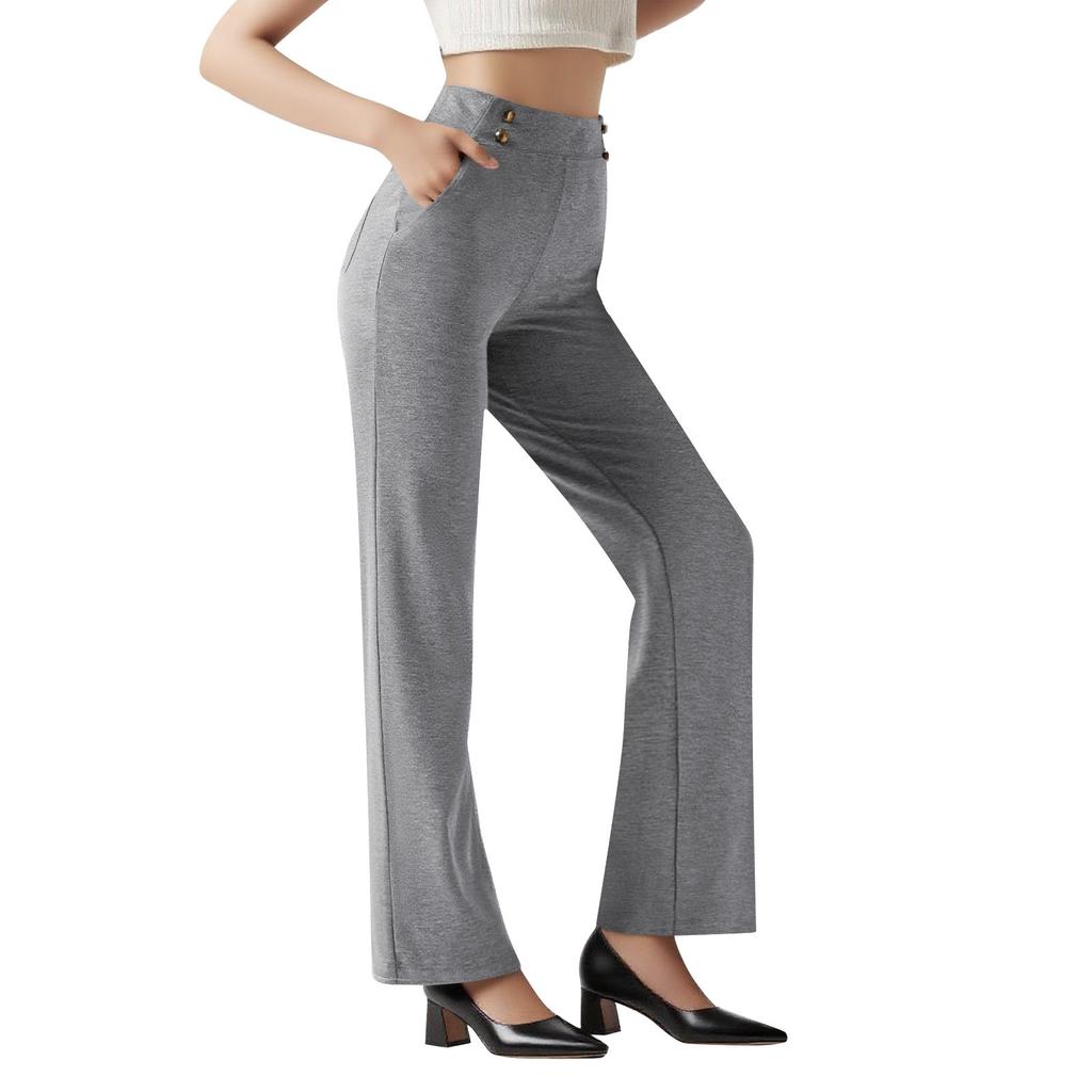 Women's Wide Leg Pants High Waist Stretch Work Pants Business Casual Pants Pockets
