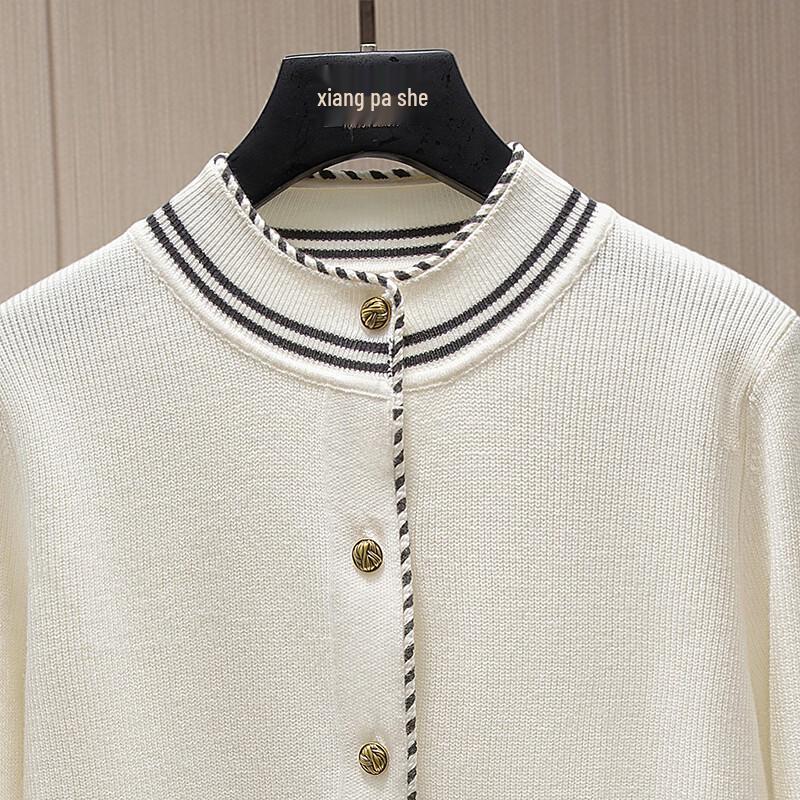 Sibaoshe Women's Colorblock Crew Neck Knit Cardigan