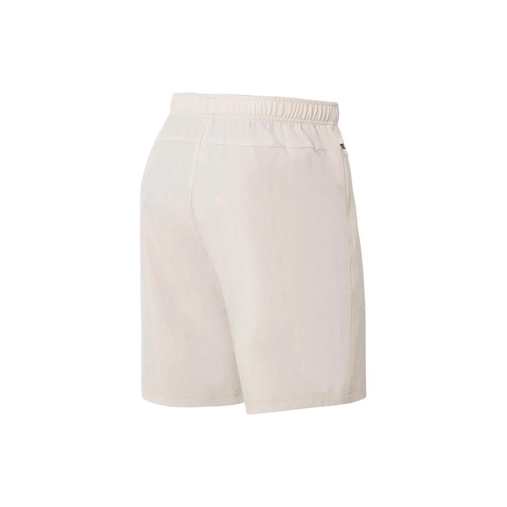 Li Ning Fitness Series Solid Color Logo Straight Leg Quick Dry Shorts Men shorts Oat-Gray AKST625-3