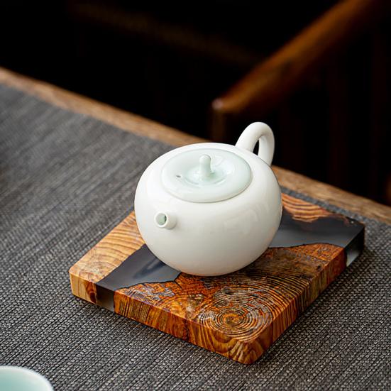 Tea Coaster Japanese Style Good Heat Insulation Natural Wooden Resin Cup