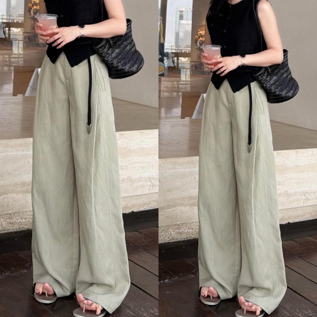 Linen Wide-leg Pants Women's Summer Thin 1116 New Drape Loose Tencel Anti-wrinkle Sunscreen Casual Straight-leg Pants
