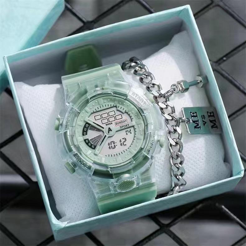 Sportuhr Student LED Elektronische Runde Uhr Bunt Herren Damen Quadratische Digitaluhren Gummiuhr