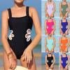 Traje de Baño Hueco de Playa Nuevo Traje de Baño de Moda para Niña Chaleco Princesa Tirantes Color Contraste Moda Traje de Baño de Una Pieza