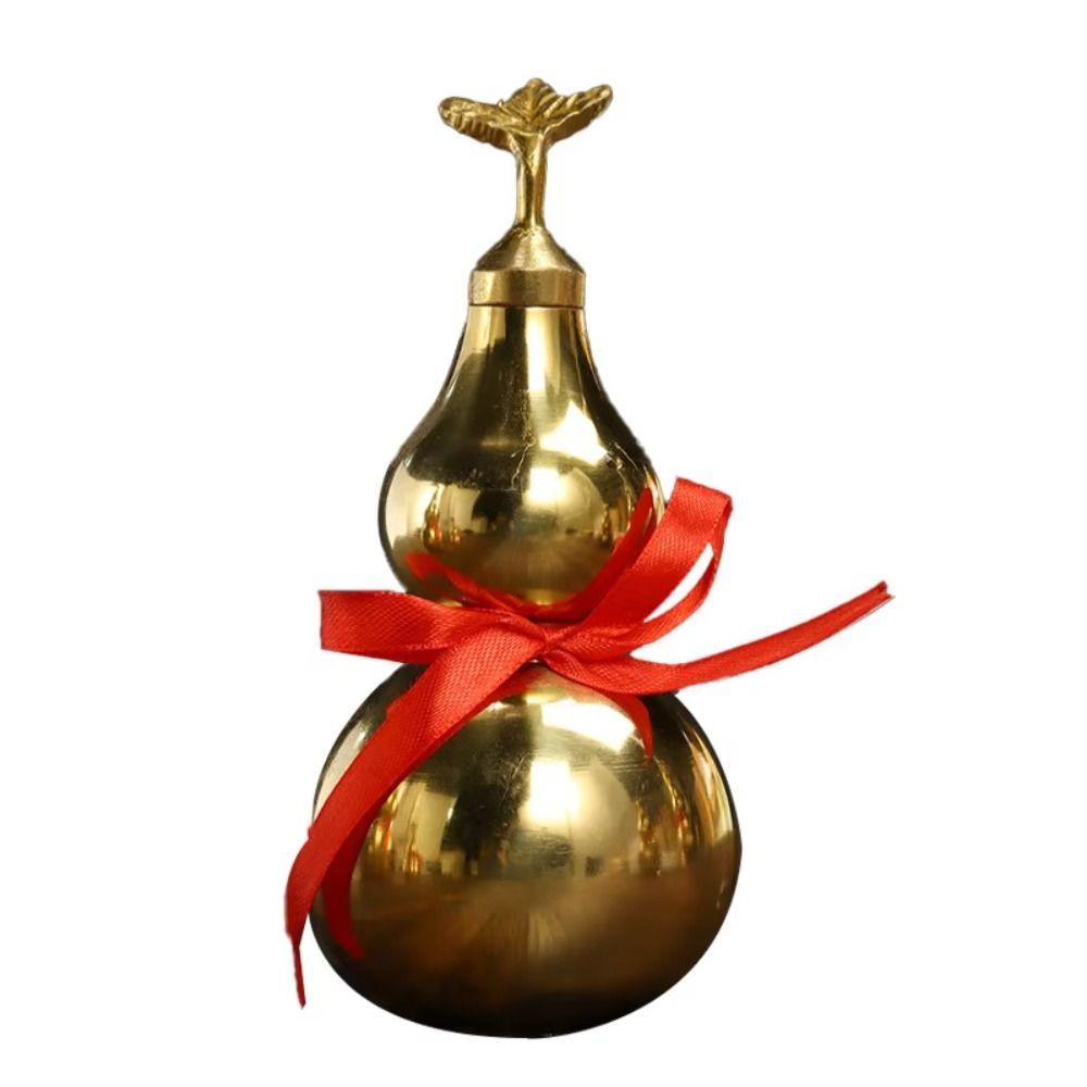 Smooth Brass Gourd Statue with Cover Gossip Gourd Crafts Copper Gourd Ornament  Fengshui