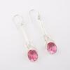 Pink Tourmaline Gemstone 925 Sterling Silver Jewelry Handmade Earrings 1.76" EE-171-13