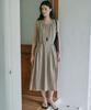 MALOUPE 7107 Crinkle Sleeveless Long Dress (Beige)
