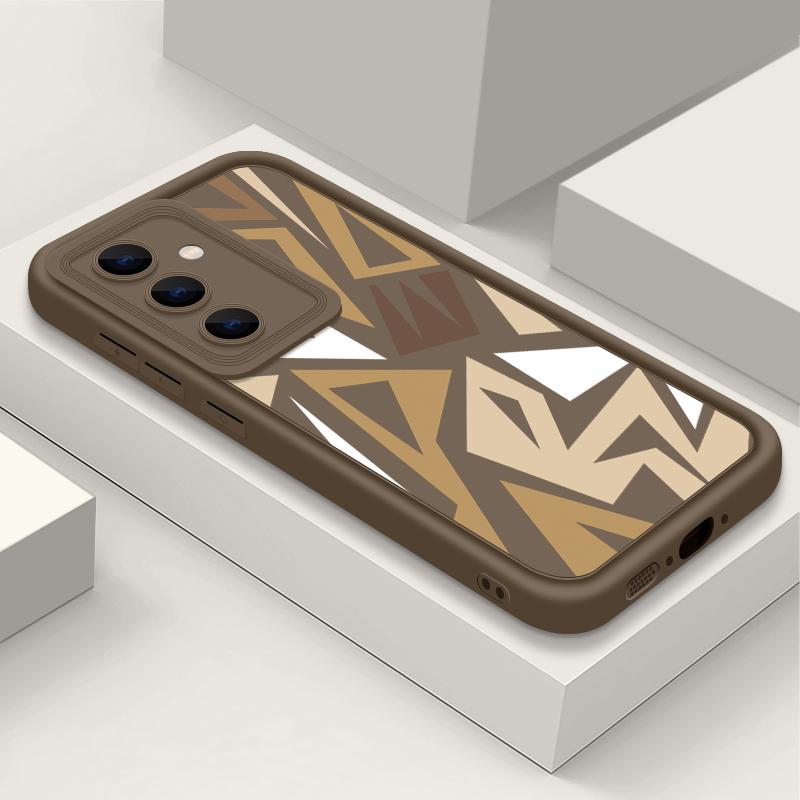 Geometrický Vzor Nárazuvzdorné TPU Pouzdro Pro Samsung S25 Ultra S24 FE S23 A56 A36 A16 A15 A55 A35 Matná Ochrana Objektivu Měkký Silikonový Kryt na Telefon