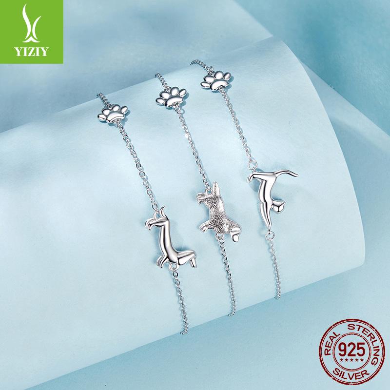 Dachshund Dog Bracelet Female Simple Cute Animal Puppy Cat S925 Sterling Silver Bracelet