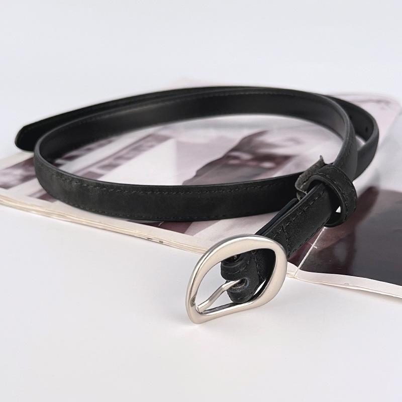 Matte Cowhide Women's Genuine Leather Retro Belt Jeans Denim Skirt High-end Korean-style Fashionable Women's Belt