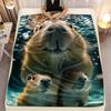 Capybara Family Underwater Photo Realistic Animal Print Blanket Flannel Soft Throw Unique Pet Lover Gift Cozy Bedding Home Decor