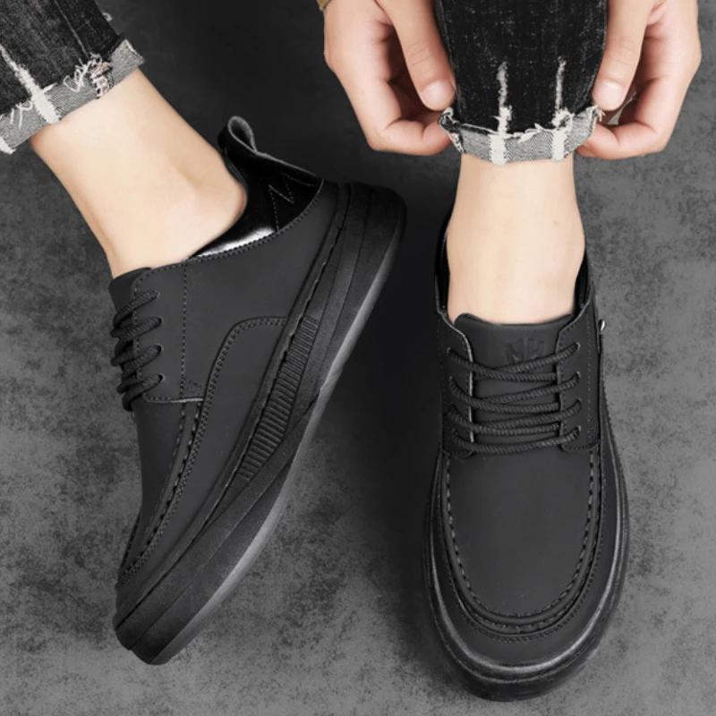 Casual Shoes for Men Luxury High Quality Men Leather Shoes Fashion Comfortable Walking Shoes Designer Soft-Sole Men Sneakers New