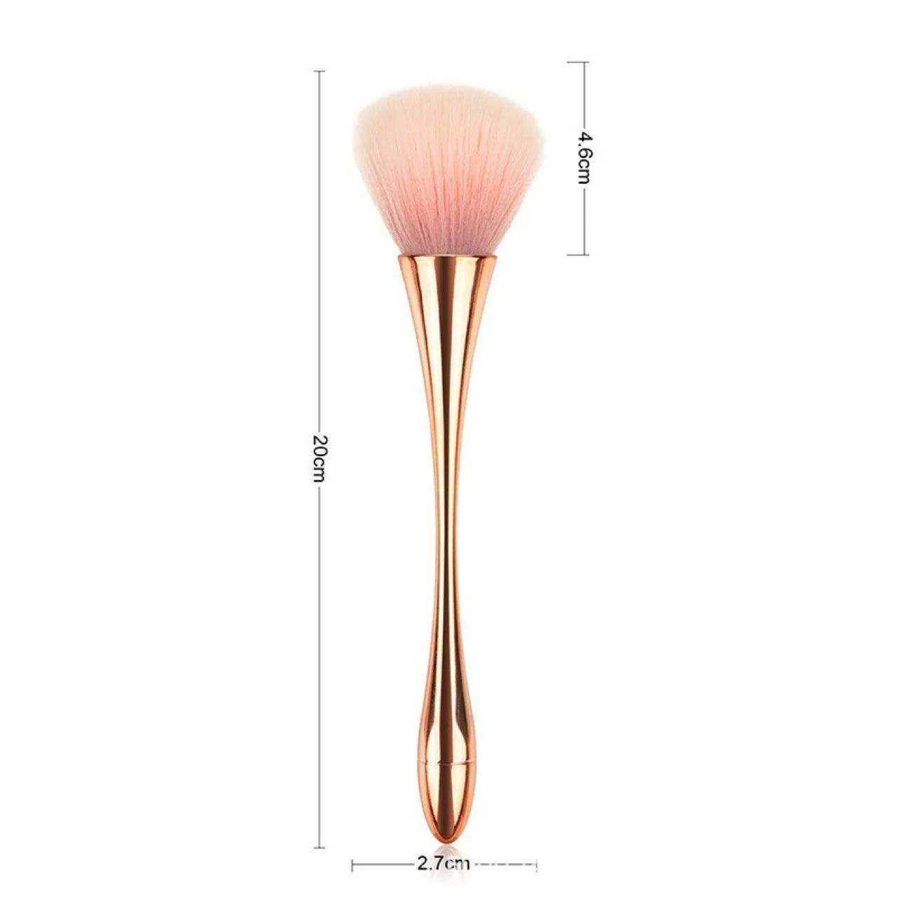 

1pc Big Size Soft Fluffy Glitter Powder Professional Brush Nail Dust Cleaning Brush Women Girls Manicure DIY Make Up Beauty Tool рожевий колір золота