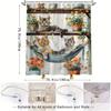 Kitten's Leisure Time series shower curtain, with flower waterproof shower curtain, adds a cute and whimsical feeling
