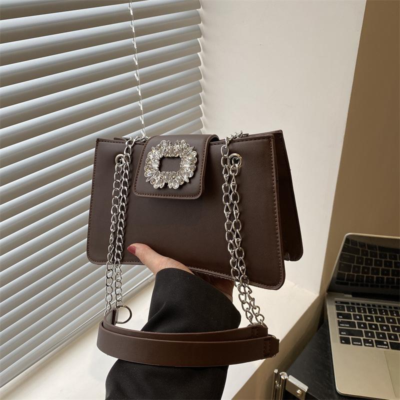Diamond-encrusted Small Square Bag Women's Bag Summer New Fashion Light Luxury Shoulder Bag Commuter Chain Messenger Bag