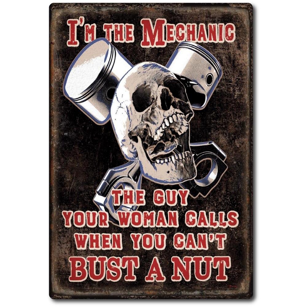 US Mechanic Garage Vintage Retro Tin Sign door Wall Decor Metal Bar Pub Poster