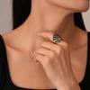 Oil dripping leopard print striped triangular open ring temperament index finger ring jewelry