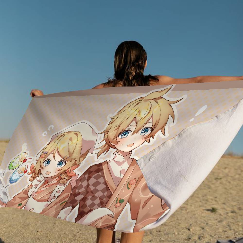 K-Kagamine-Len Microfiber Printed Beach Towel Mountain Climbing Yoga Beach Swimming Running Absorbent Soft Towel
