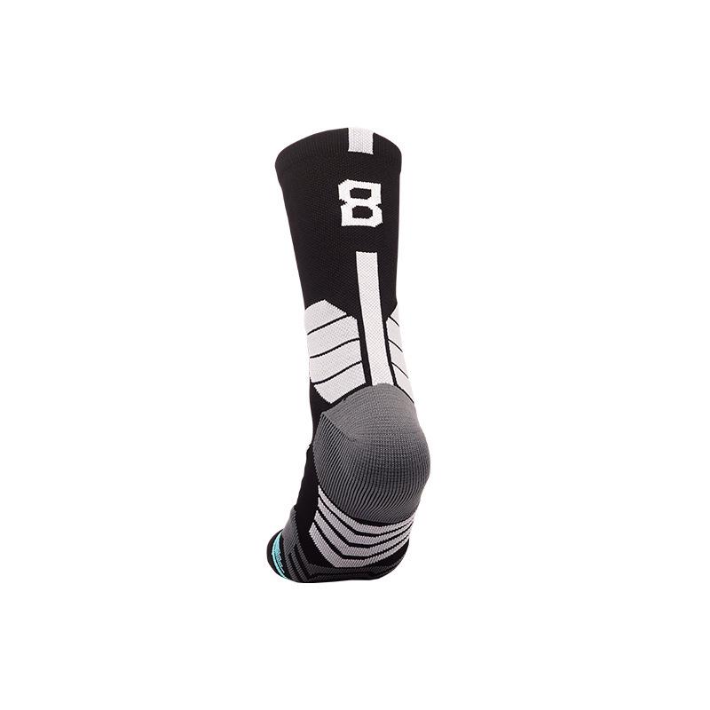 Men's Black and White Breathable Shock-Absorbing Basketball Socks