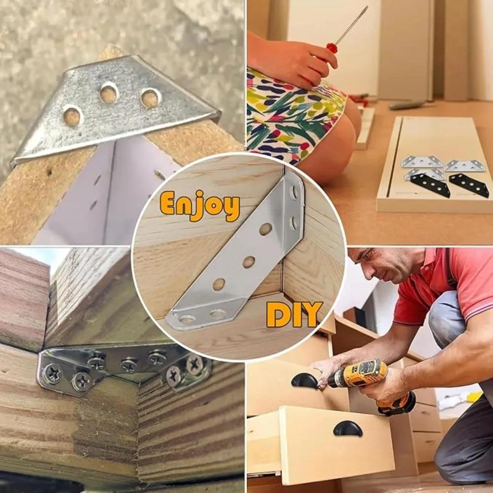8/20/30Set Furniture Corner Connector Stainless Steel Angle Code for Cabinet Angle Shelf Support Fixed Brace Kits with Screw