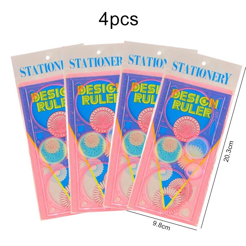 4pcs Spirograph Ruler Children Drawing Toys Multifunctional Magic Set Ruler Versatile Gauge Curve Gear Painting Ruler TMZ