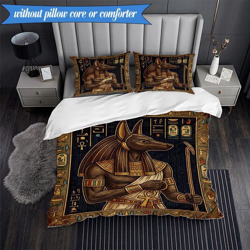 3-teiliges Bettwäsche-Set mit Pharaonen-Motiv, inklusive 1 Bettbezug und 2 Kissenbezügen. Perfekt für Schlafzimmer, Wohnheim, Weihnachtsgeschenk für Fans