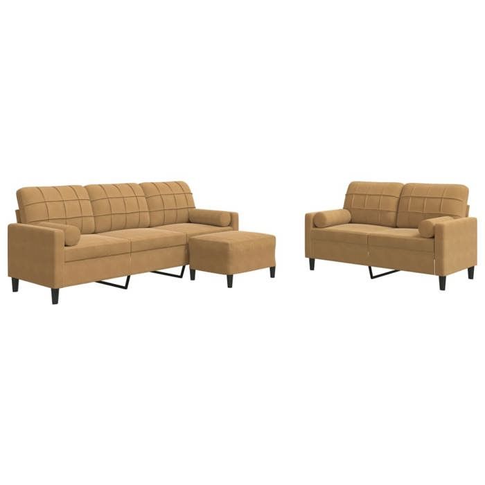 VidaXL Ensemble de canapés 3 pcs avec coussins et traversins velours 3278428