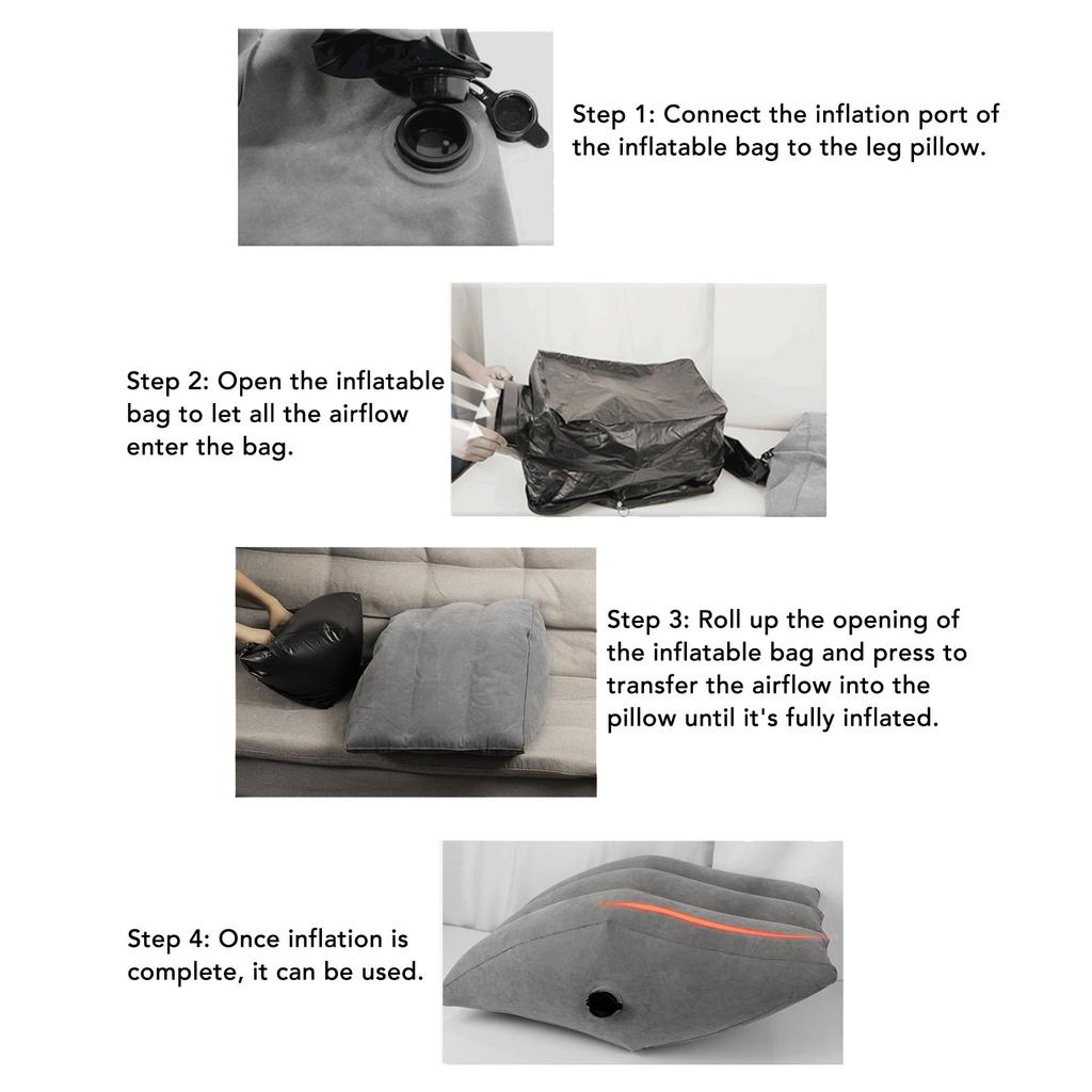 Inflatable Leg Elevation Pillow PVC Flocking Portable Leg Wedge Pillow with Inflatable Bag for Sleeping Swelling