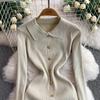 Autumn Winter Women Brand Designer Runway Party Dresses Full Sleeve Knitted Sweater Long Midi Pullover Fishtail Dress