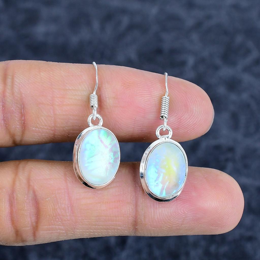 Blue Triplet Opal Gemstone 925Sterling Silver Jewelry Earring 1.38" M-3150