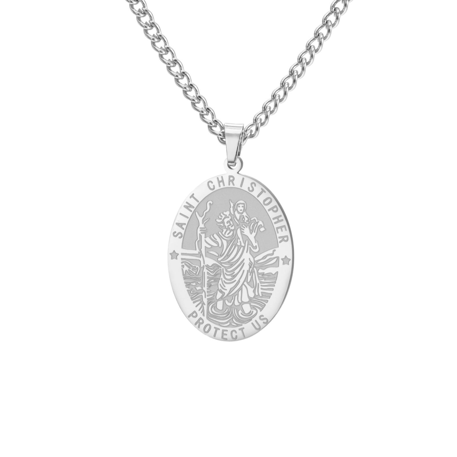 

LIKGREAT St Christopher Pendant Necklace for Men Women Travel Protection Blessing Catholic Amulet Gifts Stainless Steel Jewelry 45-50CM
