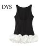 Necklaces Pairing Dress Women Sexy Mini Solid Color Slim Fit Female Sleeveless Pleated O-neck Backless Holiday Party Short Fashionable Hem