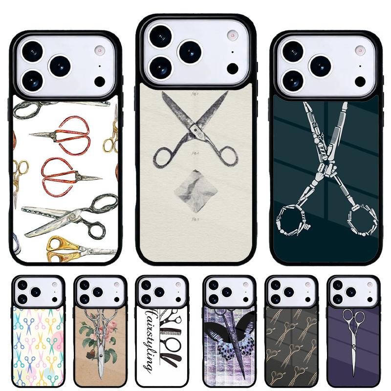 Hair Scissors Coque Phone Case for iPhone 17 16 15 14 13 Pro Max Back Cover for 12 11 Pro Coque