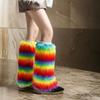 Șosete Lungi Pufoase de Iarnă Colanți Acoperitoare Picior Încălzitor Picior Șosete Punk pentru Cizme Harajuku Pluș Curcubeu Colorate Manșete Cizme Acoperitoare Picior
