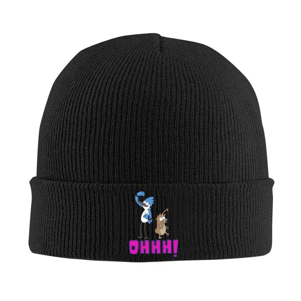 Mordecai and Rigby Funny Chartoon Knit Hat Beanies Autumn Winter Hats Warm Acrylic Casual Regulars Show Cap Unisex Women Gifts