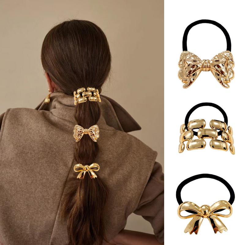 Fashion Alloy Headband Headdress Cool Style Ponytail Hair Ring High-end Seamless Hairband Set