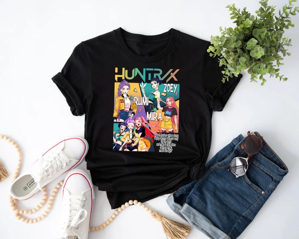 Kpop Hunters Tshirt Demon Huntrix Fan Gift Anime Cartoon Style Unisex Top Tee S