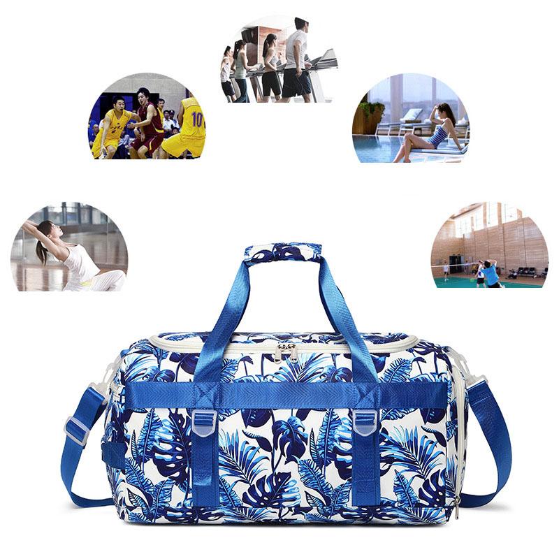 Fashionable Leaf Printed Oversized Sports Travel Bag with One Shoulder Diagonal Cross Hand Luggage Travel Bag
