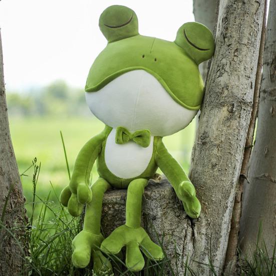 Stuffed Doll Cartoon Skin-friendly Colorful Green Frog Stuffed Doll for Bedroom
