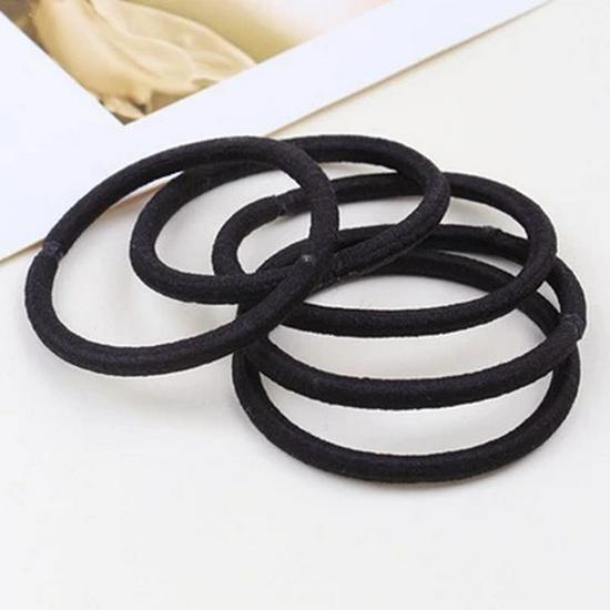 Durable Seamless Black Elastic Hair Tie for Thick Hair