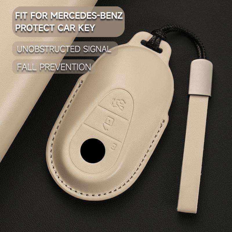 Leather Car Key Cover Case Protection Shell Keychain for Mercedes Benz C S A Class W206 W223 S350 C260 C300 S400 S450 S480 S500
