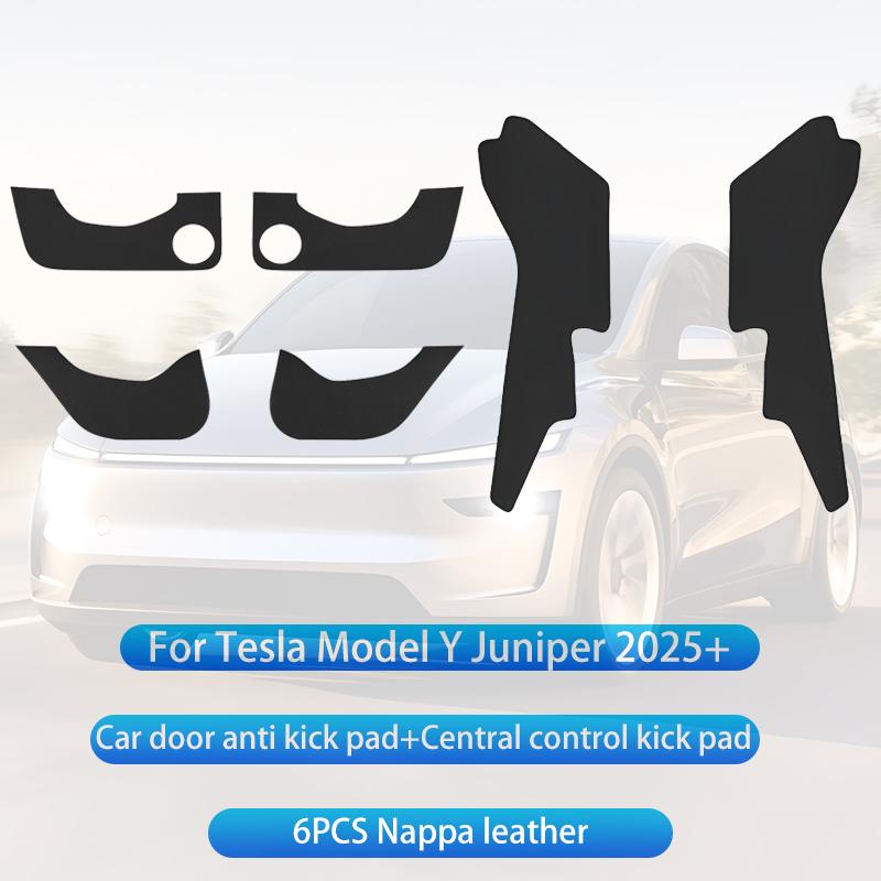 For Tesla Model Y Juniper 2025+ Center Console Two Side Panel Anti Kick Pad Protector Leather Sticker Foot Cover Car Accessories