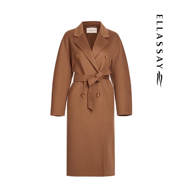 ELLASSAY Women's Merino Wool Double-Breasted Woolen Coat