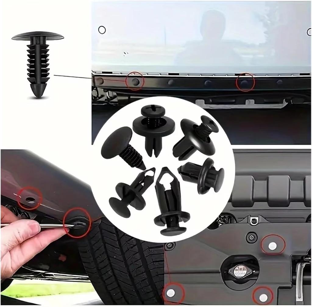 190Pcs Universal Car Buckle Set 6 Sizes Fastener Rivet Clamping Fastener Buckle Car Accessory Abs Material Fixed Screw