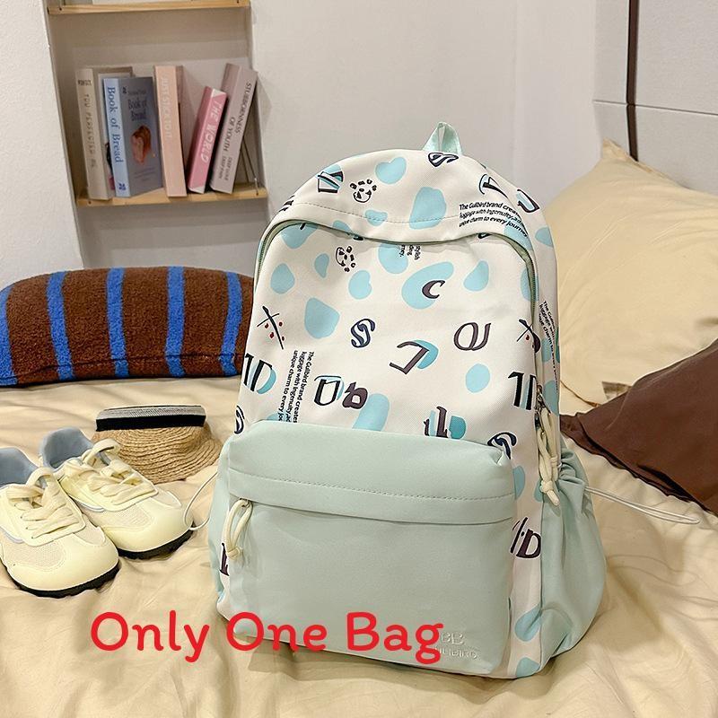 Youthful Nylon Letter Print Backpack For High School Students With Lightweight Design For Daily Use