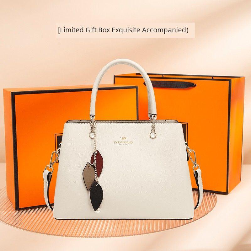 

New Chinese Birthday Gift Ladies Mom Bag Embroider D creamy-white + yellow gift box