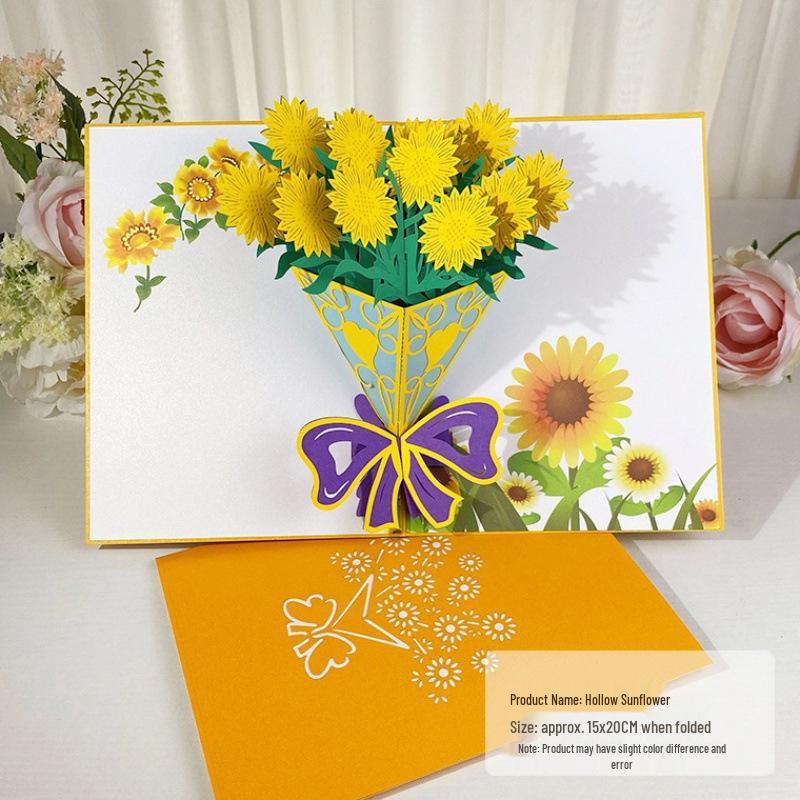 Weihnachtskarte Schmetterlingstanz Sonnenblume 3D Pop-up: Kreatives handgefertigtes High-End-Design für das Qixi-Fest