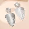 Women's Geometric Leaf Texture Earrings, Statement Metal Dangle Earrings, Edgy Instagram Style Jewelry
